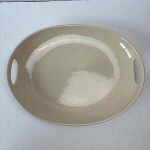 Longaberger Cream Ivory Curved Serving Platter with Handles Woven Traditions